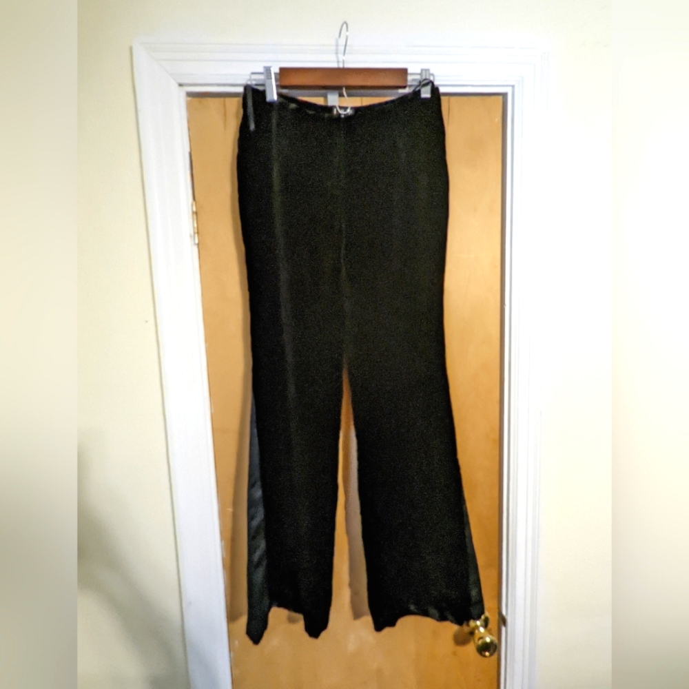 Black velvet and silk blend Y2K flare pants